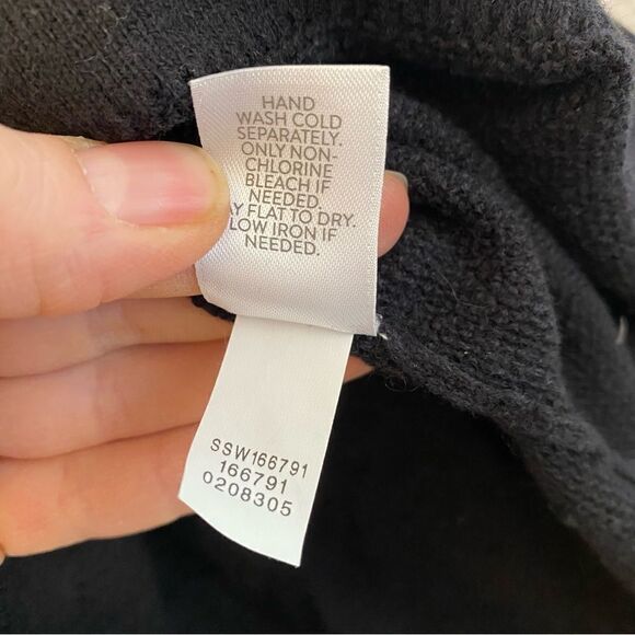 J. Jill black crew neck side slit button sleeve tunic sweater silk wool blend L - Picture 9 of 9